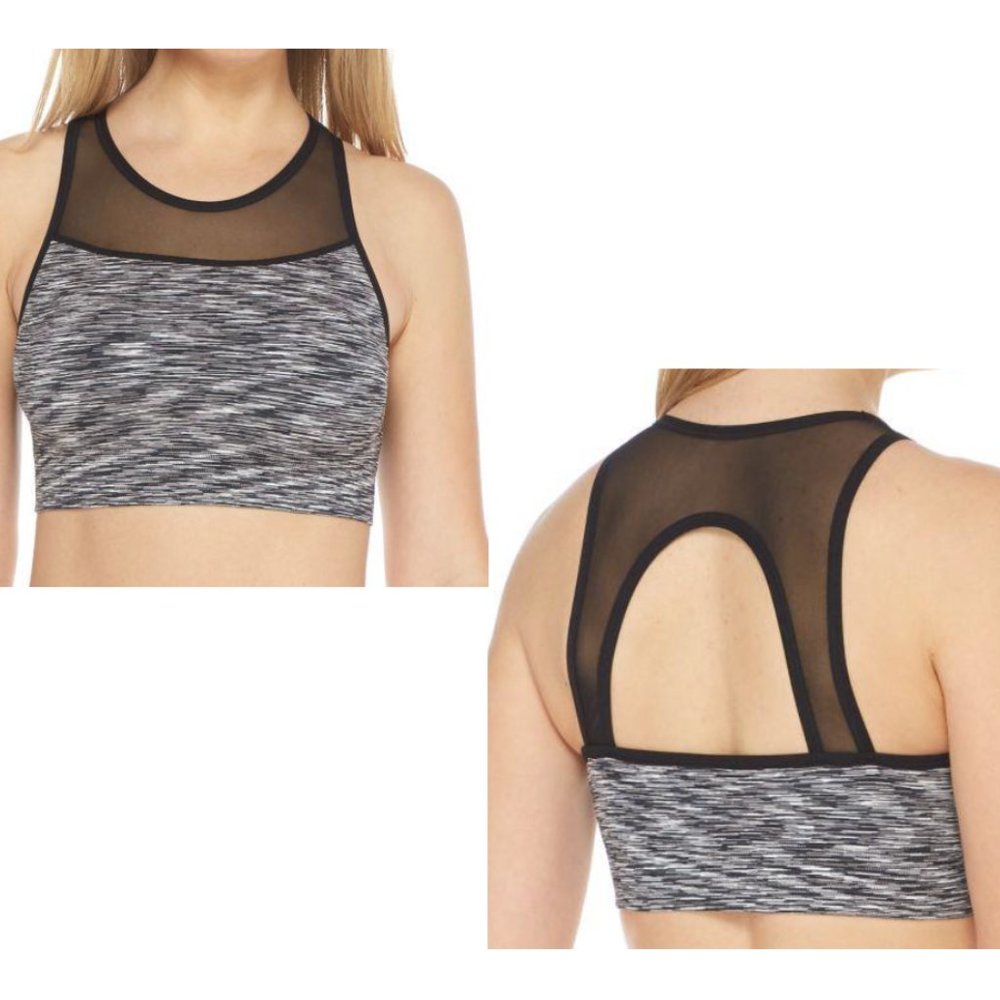 NWOT • Black Space Dye Sports Bra with Mesh.